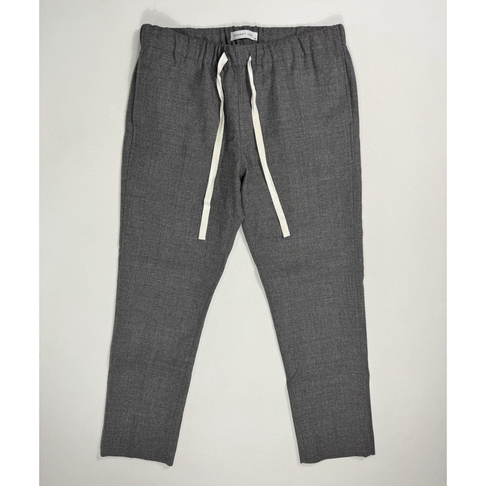 Assembly Label Ankle Pants Womens 36x30 Grey Wool Drawstring Tapered Modern